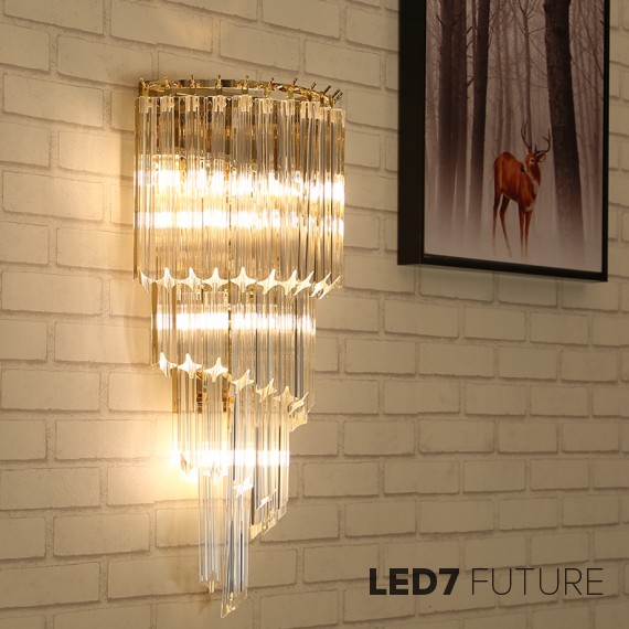 Venini Camer - XL Gold Plated Wall Lamp Crystal Prism
